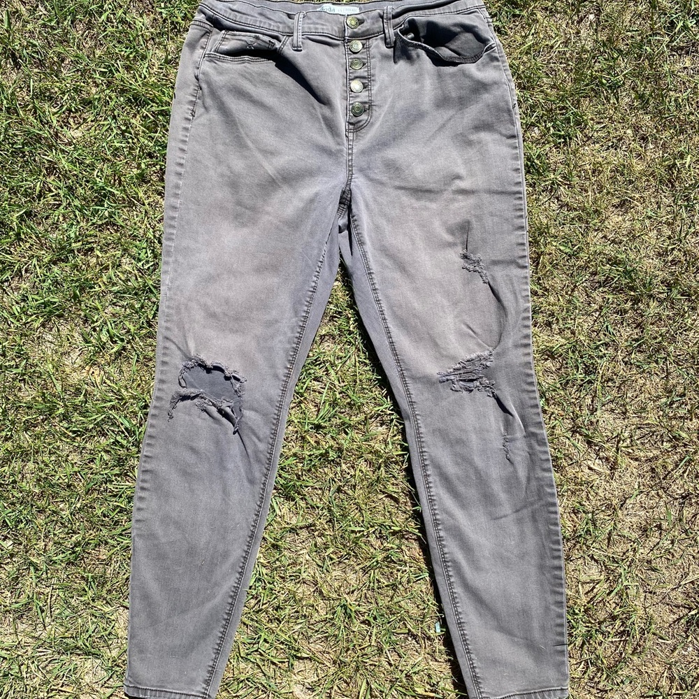 Mudd Olive green Distressed Skinny Jeans with Button-Fly